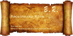 Bacsinszky Rita névjegykártya